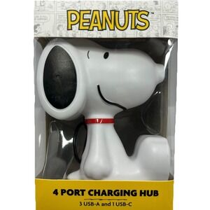 Peanuts Snoopy 4 Port USB Charging Hub Desk Charger USB C New In Box